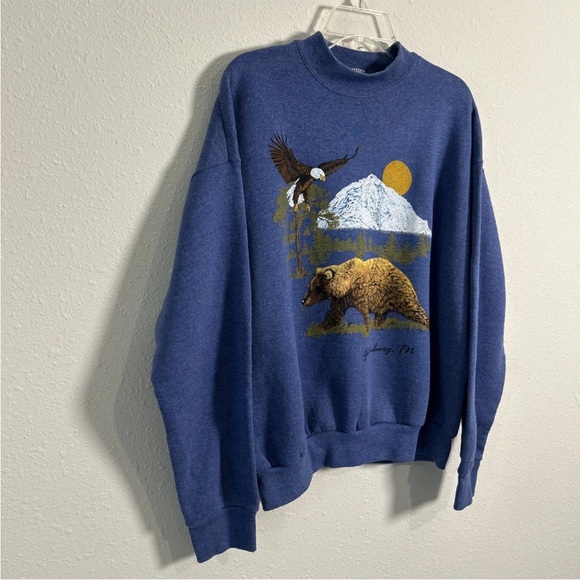Vintage 90s Gatlinburg Tennessee Fruit Of The Loom Eagle Bear Sweatshirt Size Lg - Picture 7 of 12